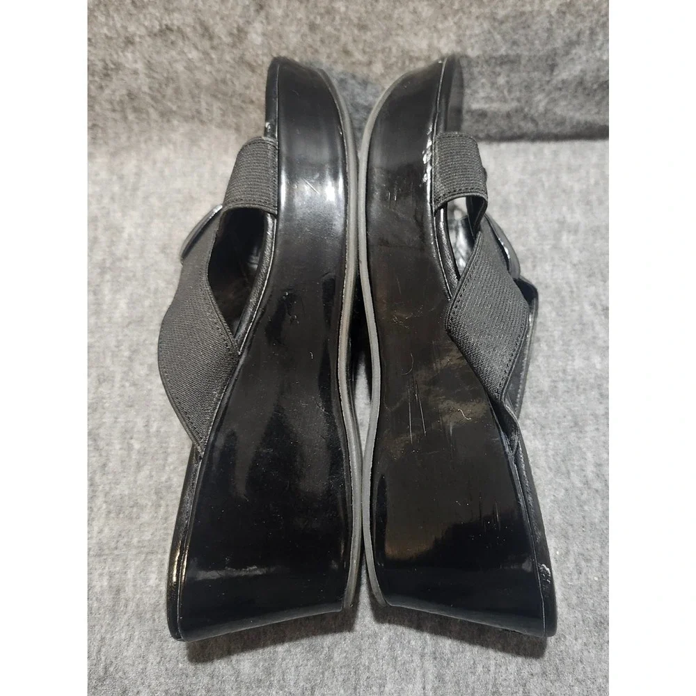 Cato‎ Wedge Thong Strap Sandals Women's Size 8 Black